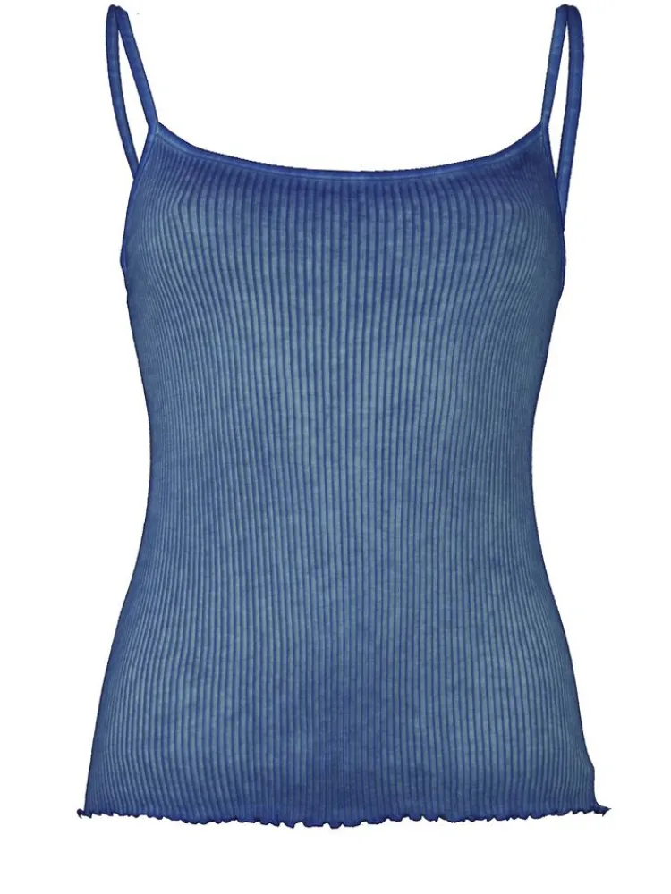 Spaghettiträger Tops^Madiva 100% Bio Baumwolle Träger-Top ARIA S/S gerippt Pflanzenfarbe von Ecofuture®