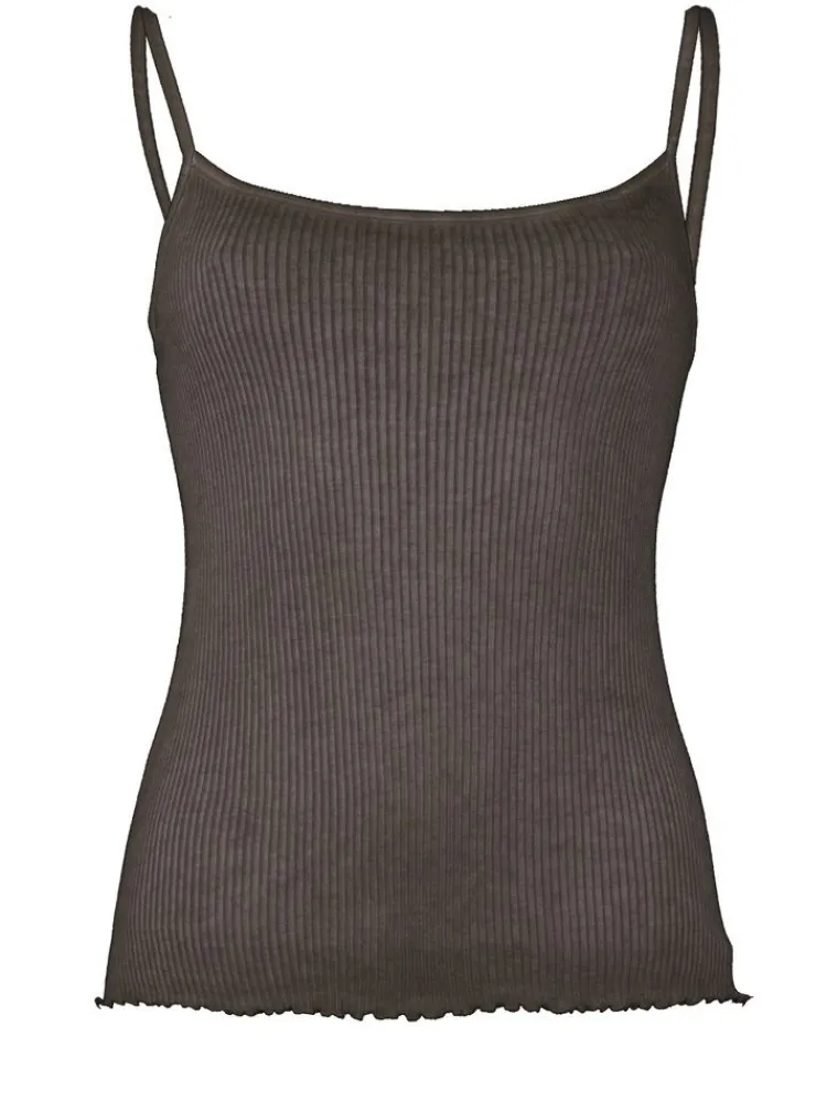 Spaghettiträger Tops^Madiva 100% Bio Baumwolle Träger-Top ARIA S/S gerippt Pflanzenfarbe von Ecofuture®