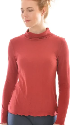 Shirts Mit Seide|Langarm^Alkena 100% Bio Bouretteseide ROLLKRAGEN SHIRT uni von