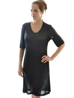 Seiden Basics|Seide Sleepshirt^Alkena 100% Bio-Seide KURZARM NACHTHEMD fein von