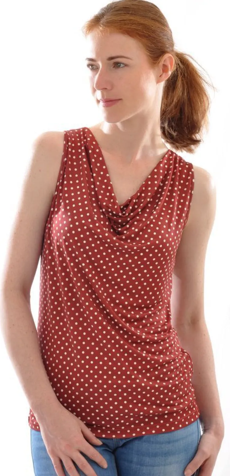 Shirts Mit Seide|Mit Jersey & Wirkseide^Alkena 100% Bio-Seide WASSERFALL TOP rot Interlock von schwarz oder hellgrau