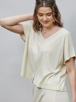 Lounge-Wear|T-Shirt^Kokon Zwo 100% Bouretteseide Kurzarm Top von