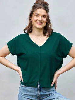 Lounge-Wear|T-Shirt^Kokon Zwo 100% Bouretteseide Kurzarm Top von