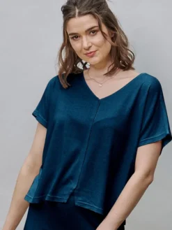 Lounge-Wear|T-Shirt^Kokon Zwo 100% Bouretteseide Kurzarm Top von