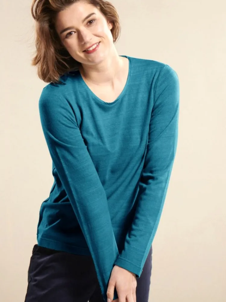 Lounge-Wear|Shirts Mit Seide^Kokon Zwo 100% Bouretteseide RUNDHALS SHIRT viele Farben von