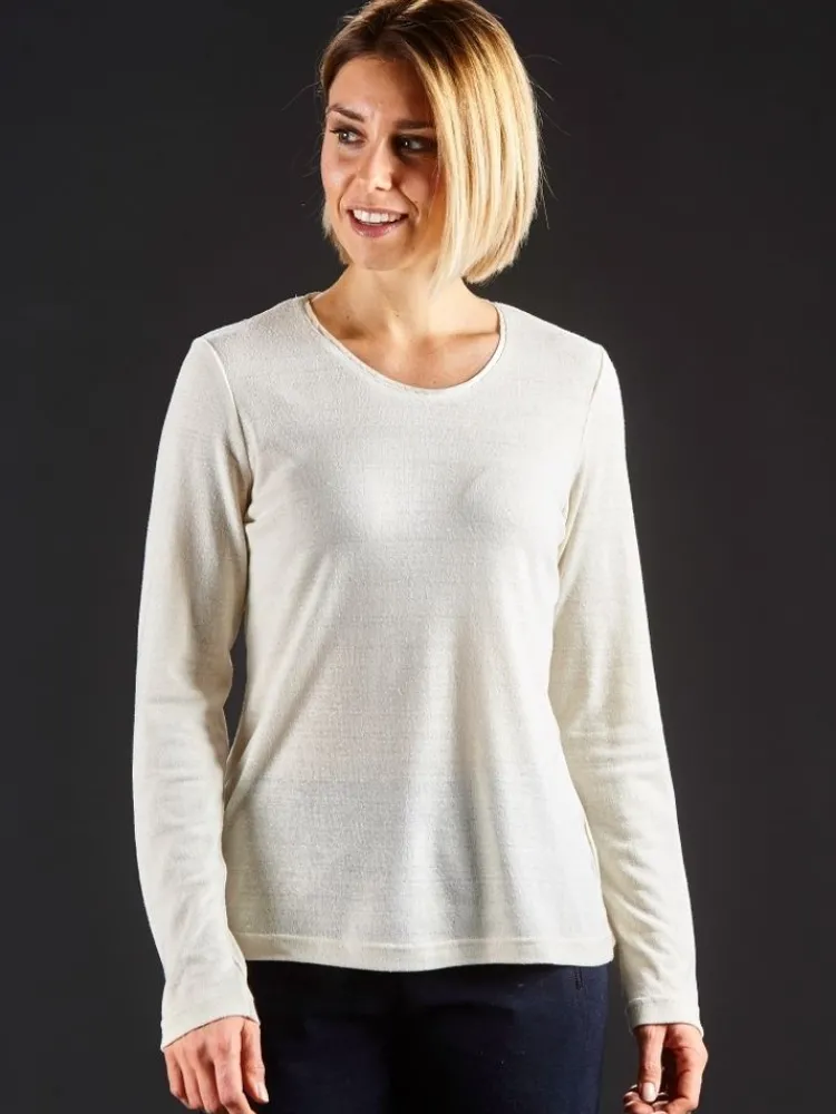 Lounge-Wear|Shirts Mit Seide^Kokon Zwo 100% Bouretteseide RUNDHALS SHIRT viele Farben von