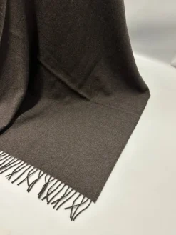 Sofadecken & Plaids^Steinbeck 100% Kaschmir Sofaplaid BAHIA mit Fransen von dunkelbraun oder braun-melliert