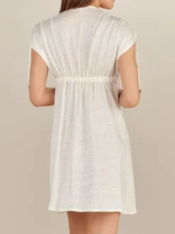 Strandkleider & Sommerkleider|Kaftan, Tunika & Pareo^Pain de Sucre 100% Leinen Strandtunika VOLCY 21 von wollweiß oder taupe schlammfarben