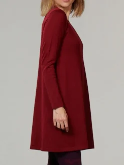 Lounge-Wear|Bluse & Tunika^Kokon Zwo 100% Merinowolle kbT Feinstrick Long-Tunika von rot