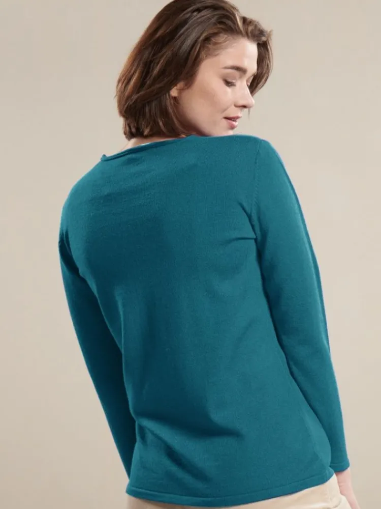 Lounge-Wear|Wollpullover^Kokon Zwo 100% Merinowolle kbT Feinstrick Long-Pullover uni von