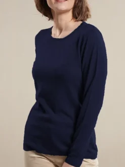 Lounge-Wear|Langarm^Kokon Zwo 100% Merinowolle kbT Feinstrick Long-Pullover von