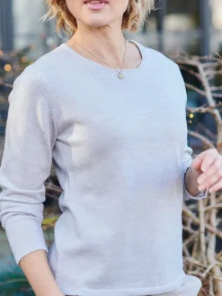 Lounge-Wear|Langarm^Kokon Zwo 100% Merinowolle kbT Feinstrick Pullover uni