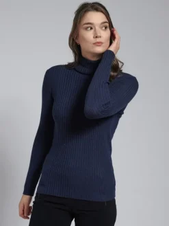 Lounge-Wear|Mit Rollkragen^Kokon Zwo 100% Merinowolle kbT Rippstrick Rollkragen Pullover uni