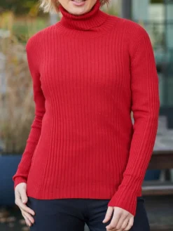 Lounge-Wear|Mit Rollkragen^Kokon Zwo 100% Merinowolle kbT Rippstrick Rollkragen Pullover uni