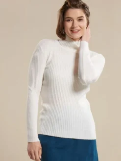 Lounge-Wear|Mit Rollkragen^Kokon Zwo 100% Merinowolle kbT Rippstrick Rollkragen Pullover