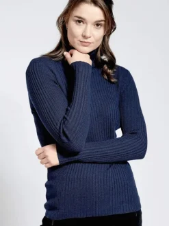 Lounge-Wear|Mit Rollkragen^Kokon Zwo 100% Merinowolle kbT Rippstrick Rollkragen Pullover