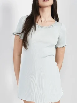 Seiden Basics|Seide Sleepshirt^Eva B. Bitzer 70% Seide 30% Baumwolle Kurzarm Nachthemd RIPP von