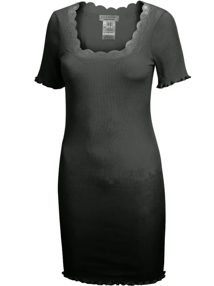 Seiden Basics|Seide Sleepshirt^Eva B. Bitzer 70% Seide 30% Baumwolle Kurzarm Nachthemd RIPP von