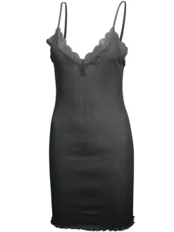 Unterkleider Mit Spitze|Seiden Basics^Eva B. Bitzer 70% Seide 30% Baumwolle Spaghettiträger Nachthemd RIPP von schwarz naturweiß rosa oder blau