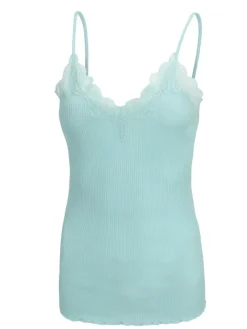 Tops Mit Spitze|Spaghettiträger Tops^Eva B. Bitzer 70% Seide 30% Baumwolle Träger-Top RIPP von