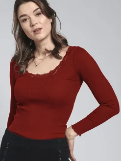 Shirt Mit Spitze|Shirts Mit Seide^Kokon Zwo 70% Seide 30% Bio-Baumwolle kbA LANGARMSHIRT mit Spitze