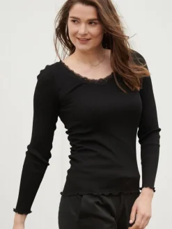 Shirt Mit Spitze|Shirts Mit Seide^Kokon Zwo 70% Seide 30% Bio-Baumwolle kbA LANGARMSHIRT gerippt von