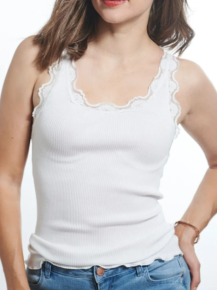 Tops Mit Spitze|Camisole (Breite Träger)^Kokon Zwo 70% Seide 30% Bio-Baumwolle kbA TRÄGERTOP RIPP