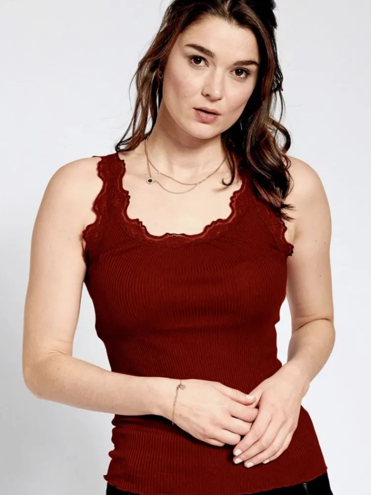 Tops Mit Spitze|Camisole (Breite Träger)^Kokon Zwo 70% Seide 30% Bio-Baumwolle kbA TRÄGERTOP RIPP