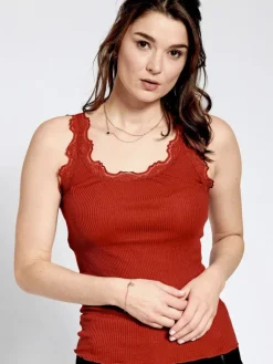 Tops Mit Spitze|Camisole (Breite Träger)^Kokon Zwo 70% Seide 30% Bio-Baumwolle kbA TRÄGERTOP RIPP