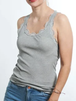 Tops Mit Spitze|Camisole (Breite Träger)^Kokon Zwo 70% Seide 30% Bio-Baumwolle kbA TRÄGERTOP RIPP von