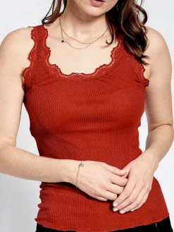 Tops Mit Spitze|Camisole (Breite Träger)^Kokon Zwo 70% Seide 30% Bio-Baumwolle kbA TRÄGERTOP RIPP von