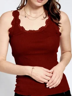 Tops Mit Spitze|Camisole (Breite Träger)^Kokon Zwo 70% Seide 30% Bio-Baumwolle kbA TRÄGERTOP RIPP von