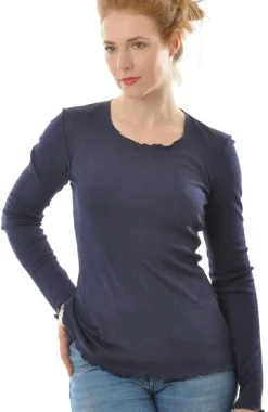 Wolle-Seide Shirts|Langarm^Alkena 55% Seide 45% Wolle LANGARM SHIRT gerippt von