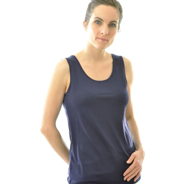 Wolle-Seide Tops|Camisole (Breite Träger)^Alkena 55% Seide 45% Wolle UNTERHEMD glatt von