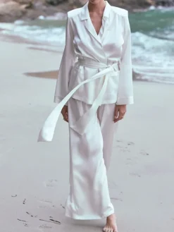 Lounge-Wear|Seidenpyjama^Marjolaine 100% Seide Hausanzug ARTEMIS in von naturweiss