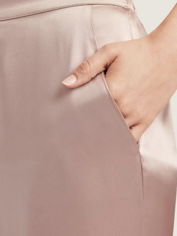 Lounge-Wear|Mit Seidensatin^Aubade 100% Seide Hose TOI MON AMOUR von altrosa