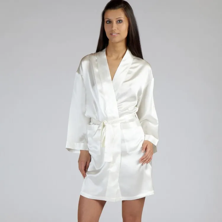 Morgenmantel Kurz|Morgenmantel Aus Satin^Gattina 100% Seide Kimono MASPALOMAS uni von