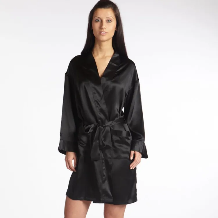 Morgenmantel Kurz|Morgenmantel Aus Satin^Gattina 100% Seide Kimono MASPALOMAS uni von