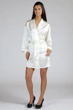 Morgenmantel Kurz|Morgenmantel Aus Satin^Gattina 100% Seide Kimono MASPALOMAS uni von