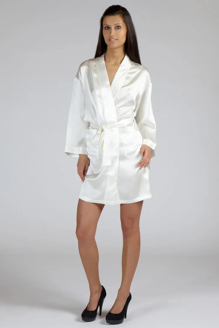 Morgenmantel Kurz|Morgenmantel Aus Satin^Gattina 100% Seide Kimono MASPALOMAS uni von