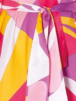 Strandkleider & Sommerkleider|Freizeit- & Reisekleidung^Luna di Seta 100% Seide Kimono MODERN PRINT von fuchsia-gelb oder lila-türkis