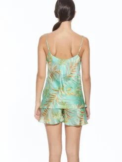Strandkleider & Sommerkleider^Eva B. Bitzer 100% Seide Kurzpyjama LEANDRA von apricot oder grün