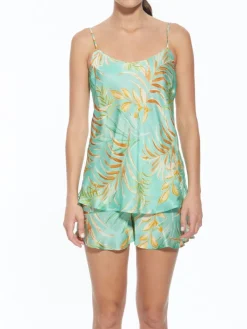 Strandkleider & Sommerkleider^Eva B. Bitzer 100% Seide Kurzpyjama LEANDRA von apricot oder grün