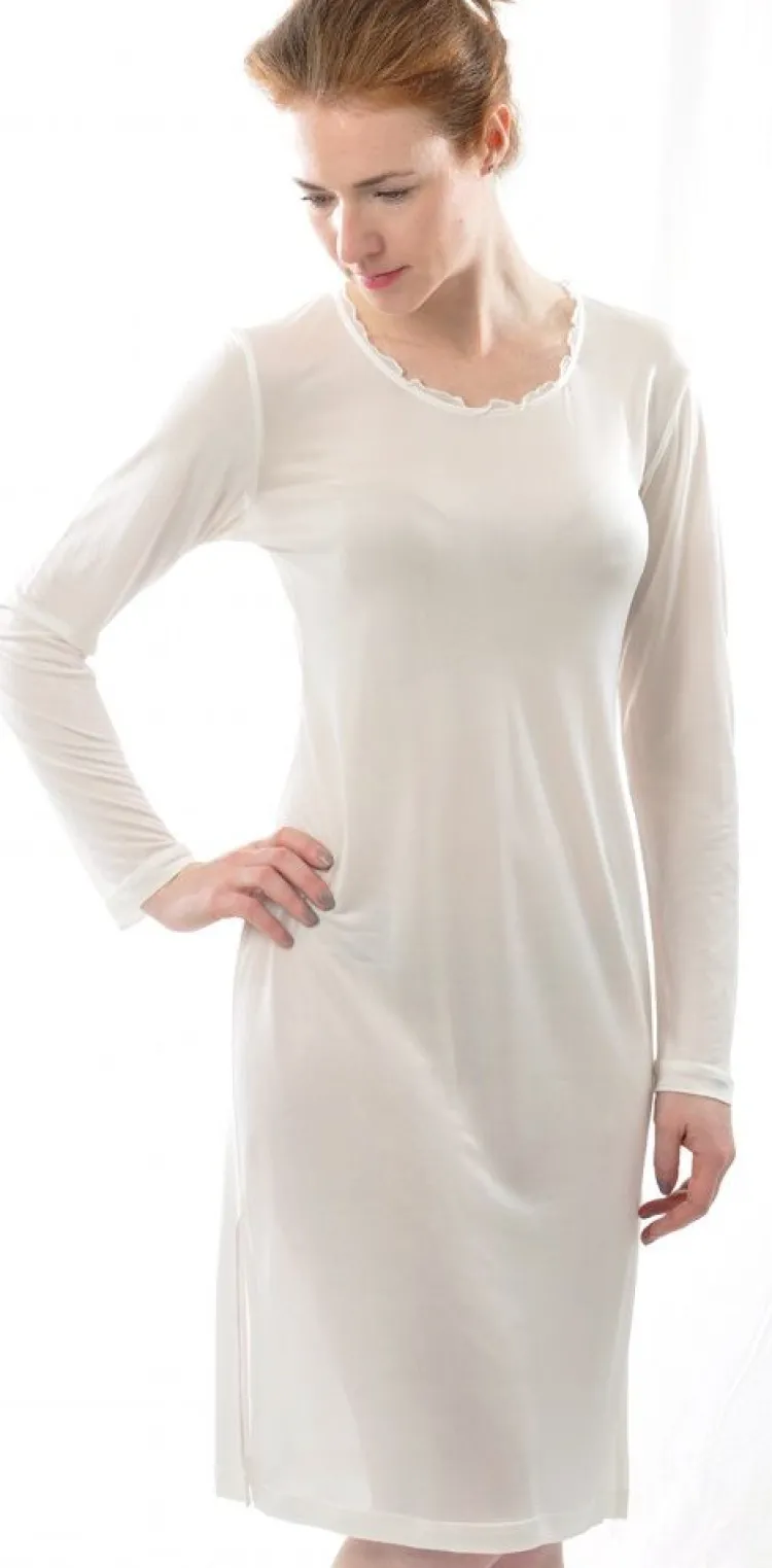 Seiden Basics|Seide Sleepshirt^Alkena 100% Seide LANGARM NACHTHEMD von