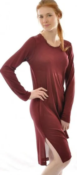 Seiden Basics|Seide Sleepshirt^Alkena 100% Seide LANGARM NACHTHEMD von