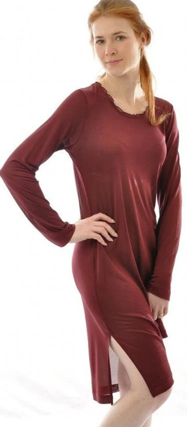 Seiden Basics|Seide Sleepshirt^Alkena 100% Seide LANGARM NACHTHEMD von