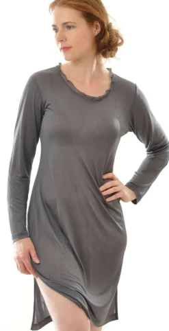 Seiden Basics|Seide Sleepshirt^Alkena 100% Seide LANGARM NACHTHEMD von