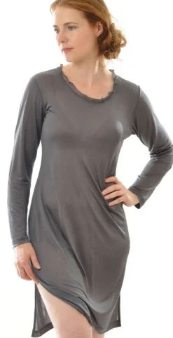 Seiden Basics|Seide Sleepshirt^Alkena 100% Seide LANGARM NACHTHEMD von