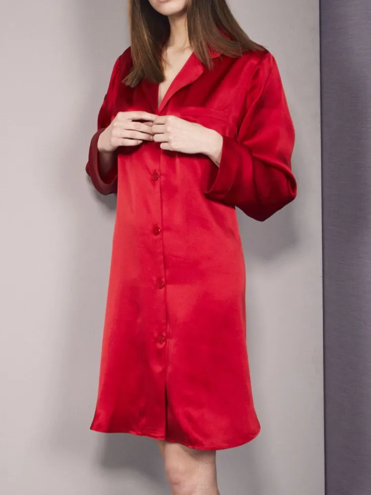 Seiden Basics|Seide Sleepshirt^Eva B. Bitzer 100% Seide Langarm Sleepshirt KLASSIK SATIN von