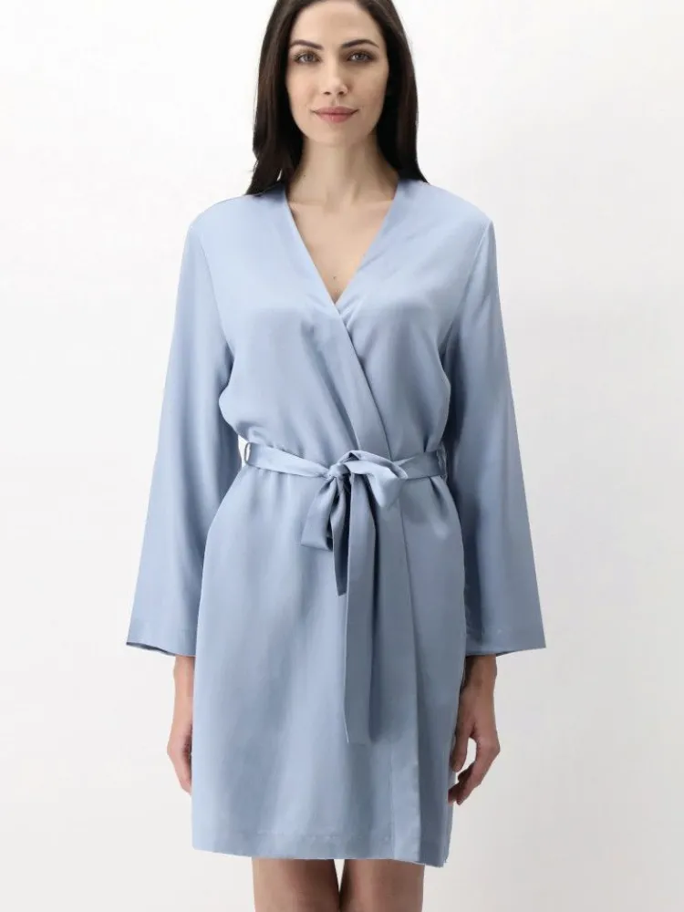 Morgenmantel Kurz|Morgenmantel Aus Satin^Luna di Seta 100% Seide Morgenmantel CLASSICO von